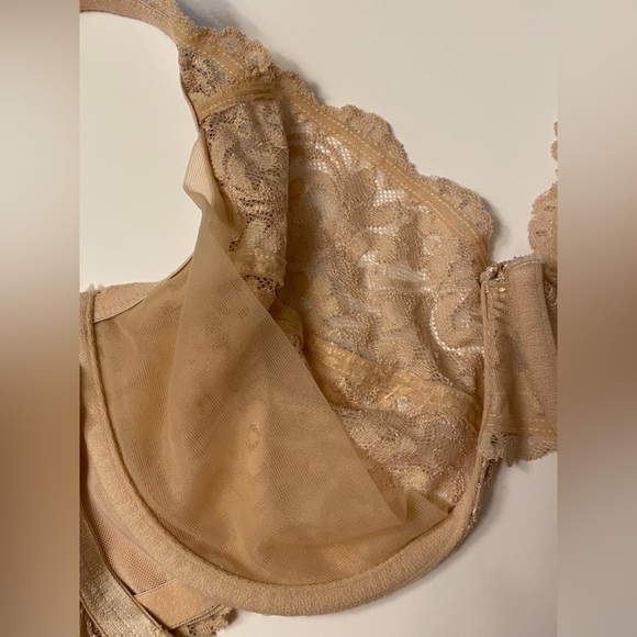 34DDD 34F “Smart & Sexy” Lace back Rhinestone Nude Tan Underwire Bra Mesh Sling - Picture 11 of 13